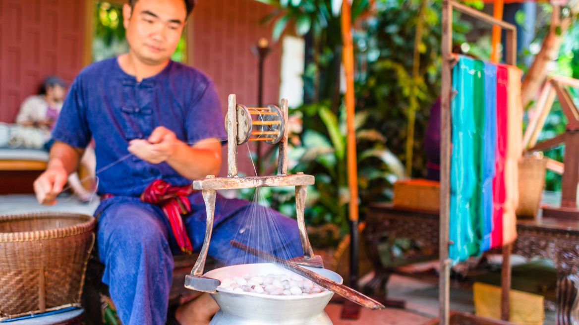 See how to thread the silk at Jim Thompson House