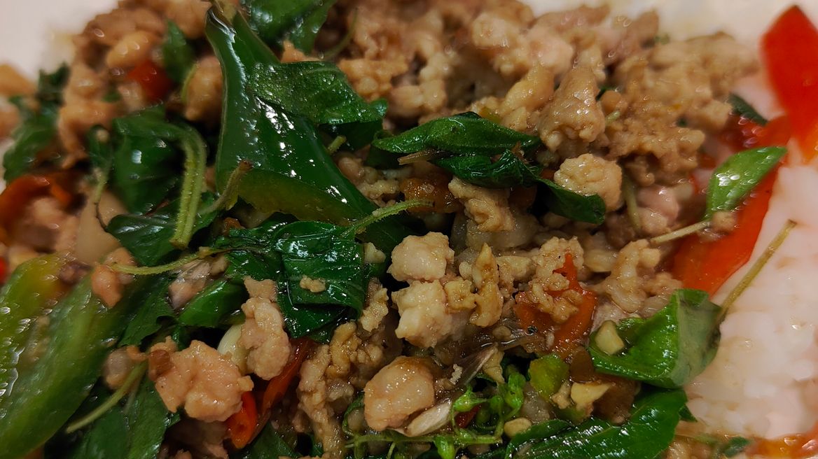 Holy basil chicken with rice