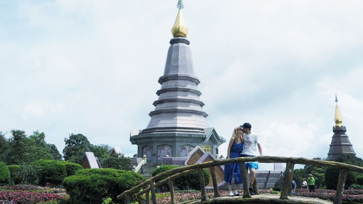 The twin pagodas of The King and The Queen were located on the top of the highest mountain of Thailand 