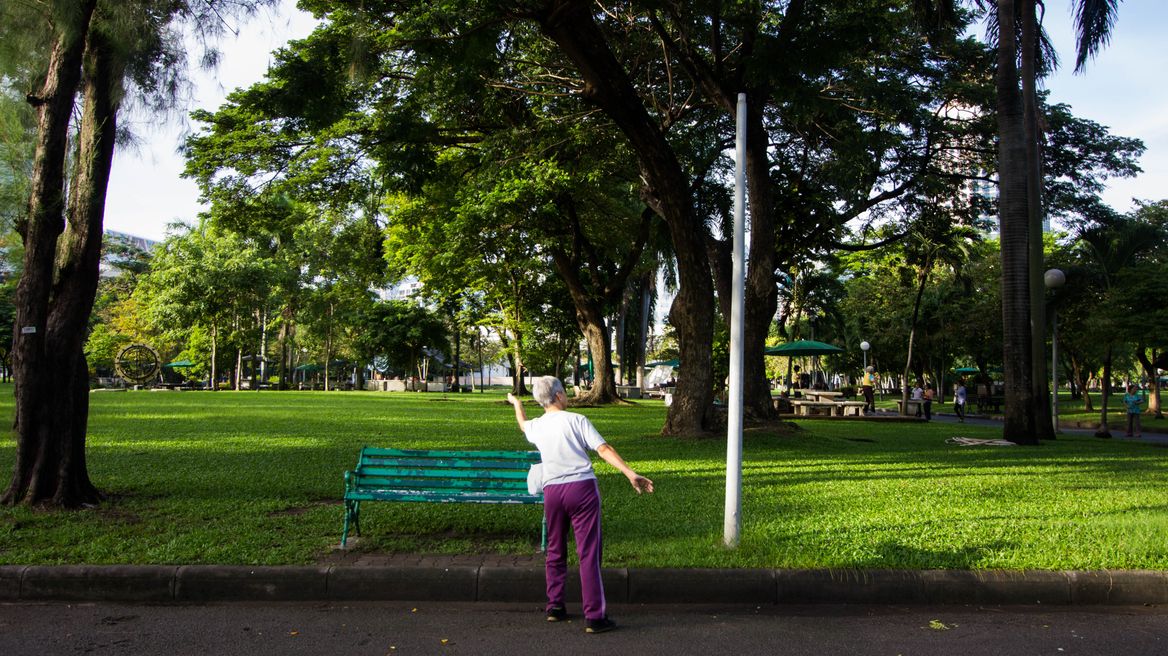 Grandma doing her morning exercise