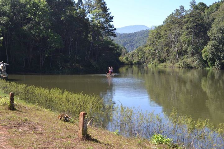 Relaxed in crystal clear river