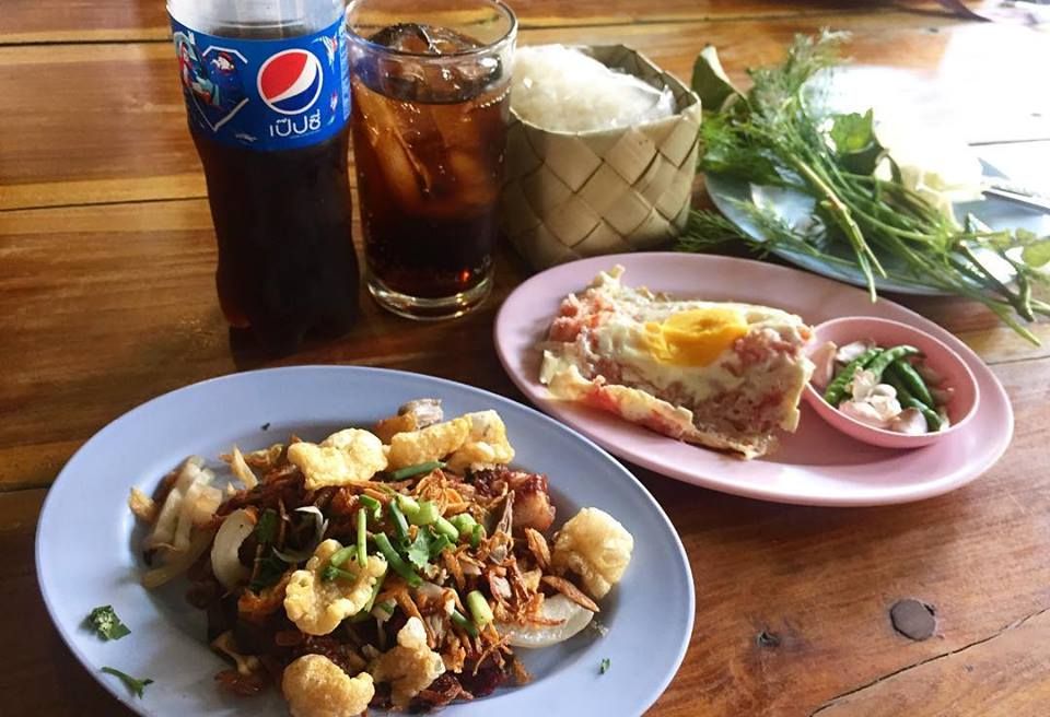 Big lunch with traditional foods at  local restaurant.