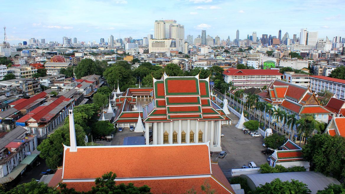 View over Bangkok seen from Wat Saket (Temple of the Golden Mount)