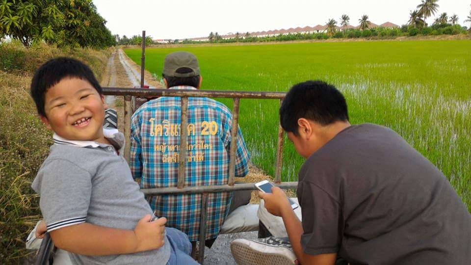 How fun it is to be on this E-dan farm vehicle.