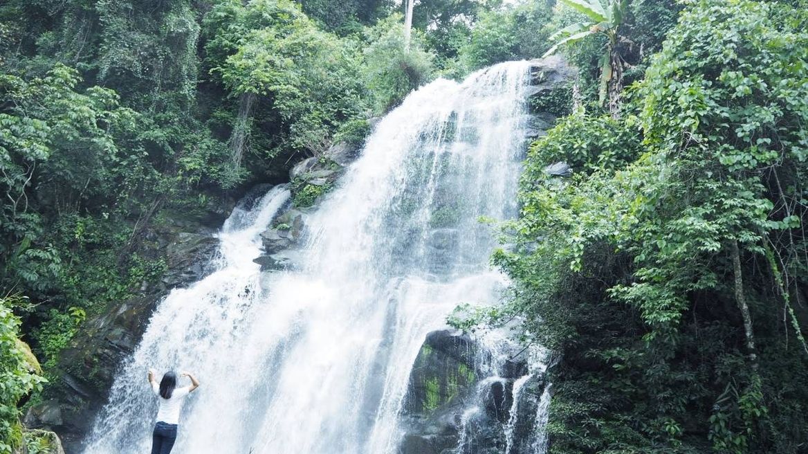Take some memories photos while trekking with beatiful waterfall