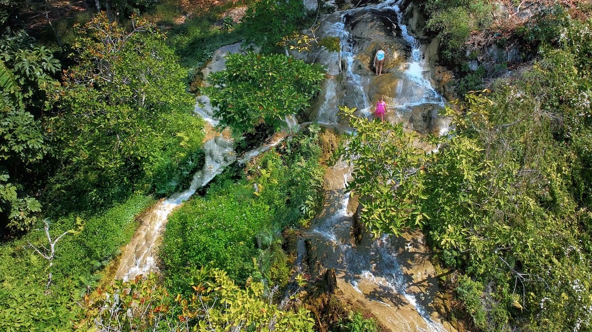 Buatong Sticky Waterfall from drone shot