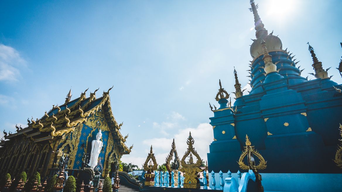Blue temple scene