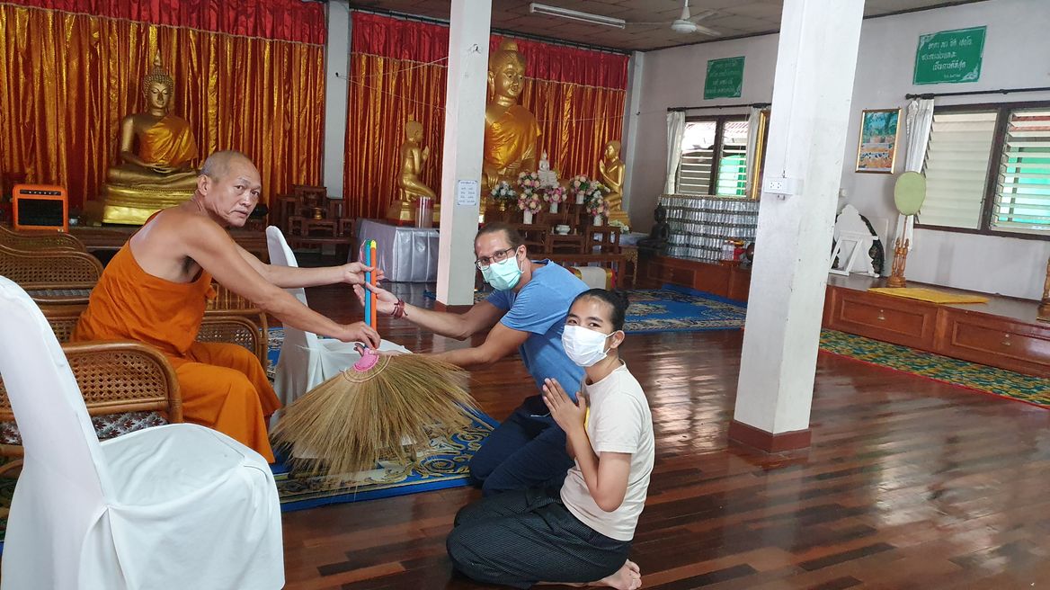Offerings to a monk