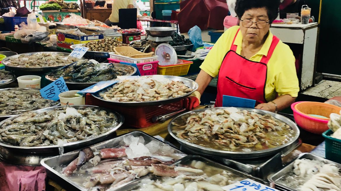 Fresh seafood at local market