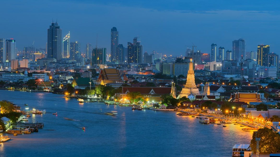 Chao Phraya river view at night