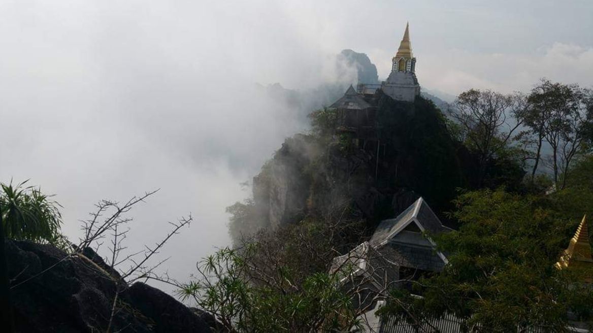 A  pagoda view from the scenic point atthe Top of Wat Chalerm Prakiet