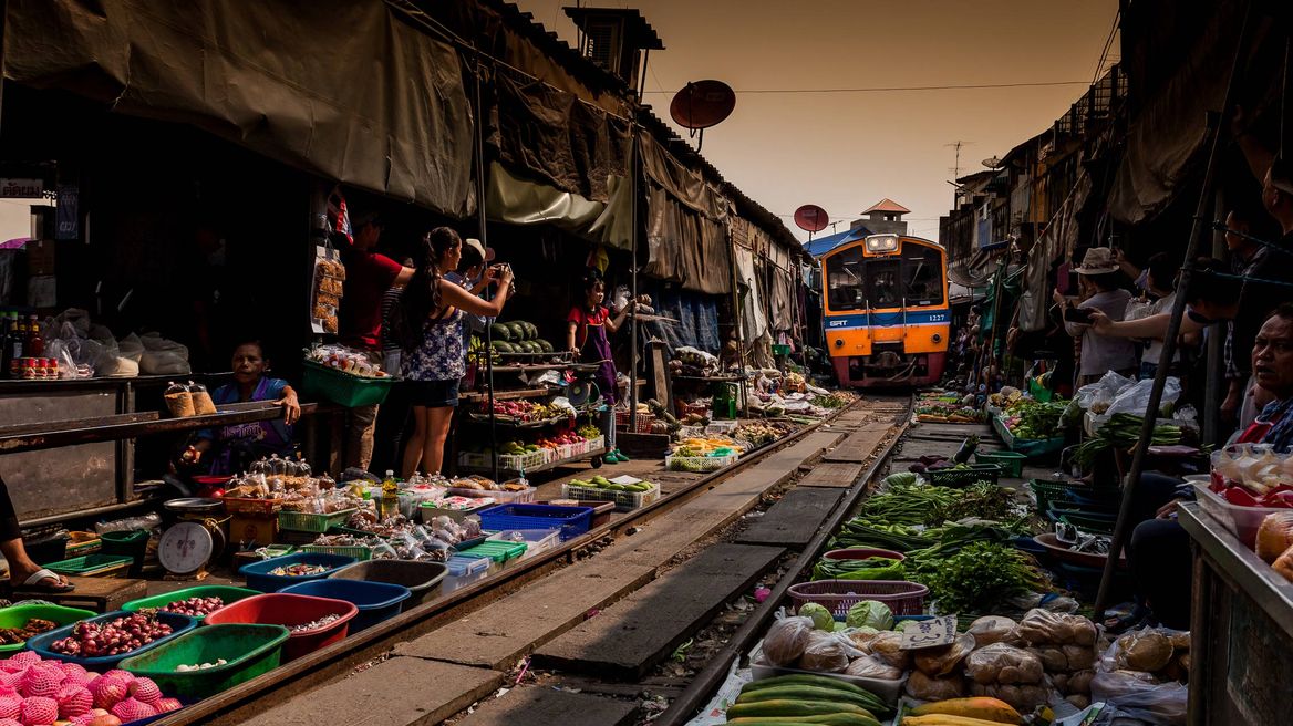 Local Market Traversed by Railway