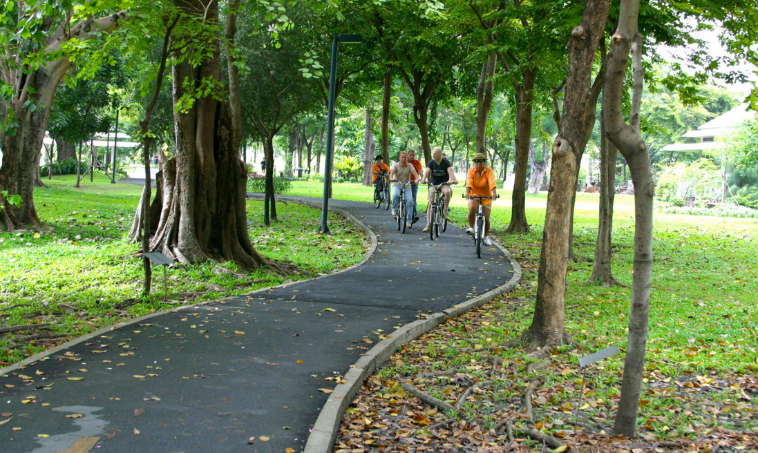 Ride through a public park