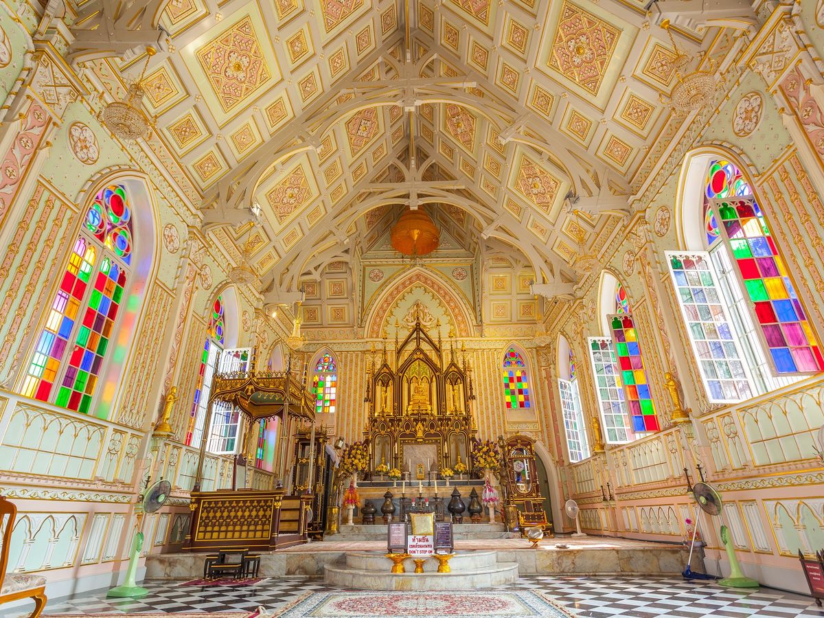 Interior of  Wat Niwet Thammaprawat, Ayutthaya, Thailand