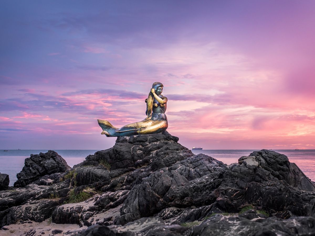 Golden Mermaid Statue, Samila Beach, Songkhla, Thailand