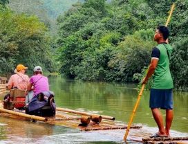 KHAO SOK BAMBOO RAFTING in KLONG SOK