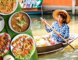 Damnoen Saduak Floating Market from Bangkok: Railway Market, Temple in a Tree & Local Seafood